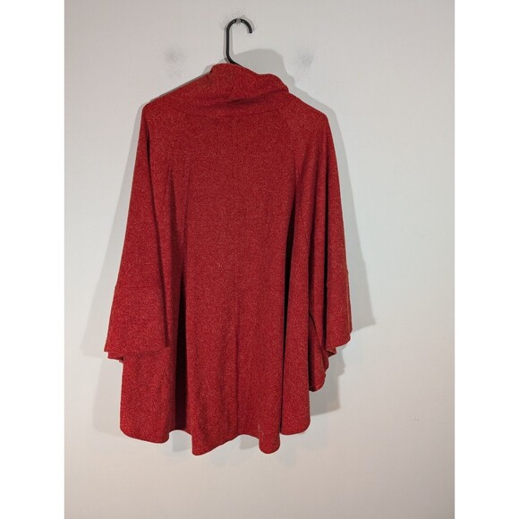 Lane Bryant Women Red Cowl Neck Sweater Plus 18/20 Artsy Mature Poncho - Picture 2 of 6